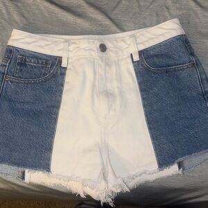 PacSun Two-Tone Blue & White Denim Cutoff Shorts
